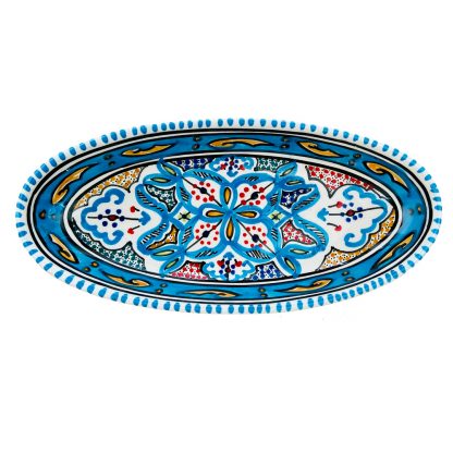Tunesische turquoise ovale schaal 40cm