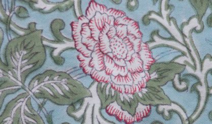 Theedoek Chtintz roza and blue detail